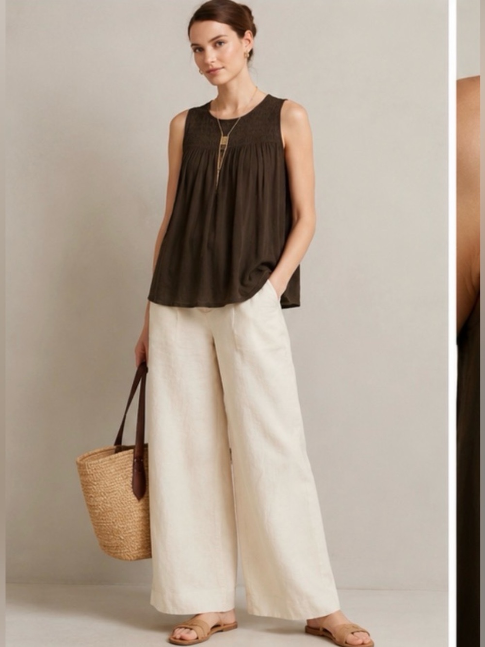 Anthropologie Dolan smocked sleeveless blouse